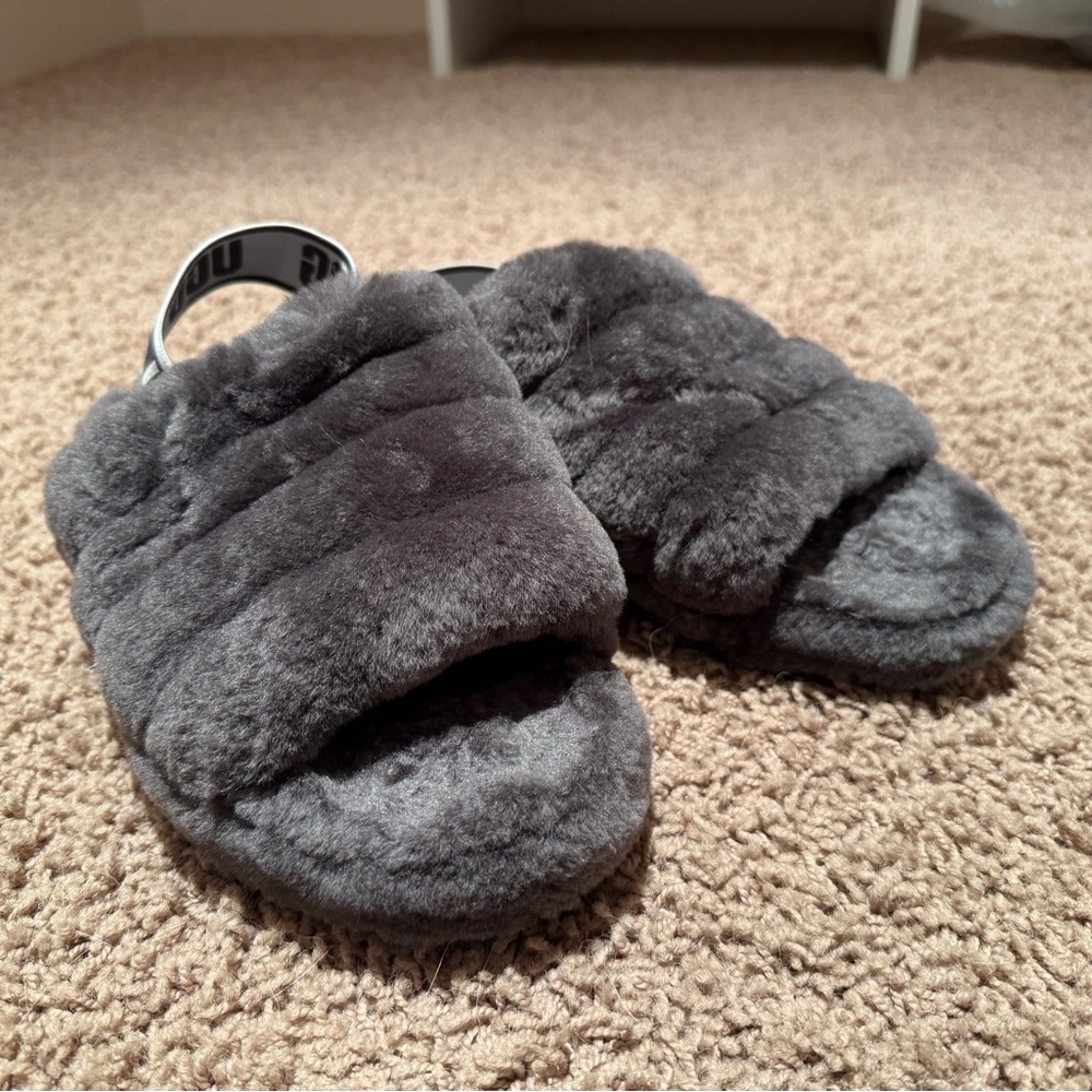 UGG Charcoal Plush Slippers